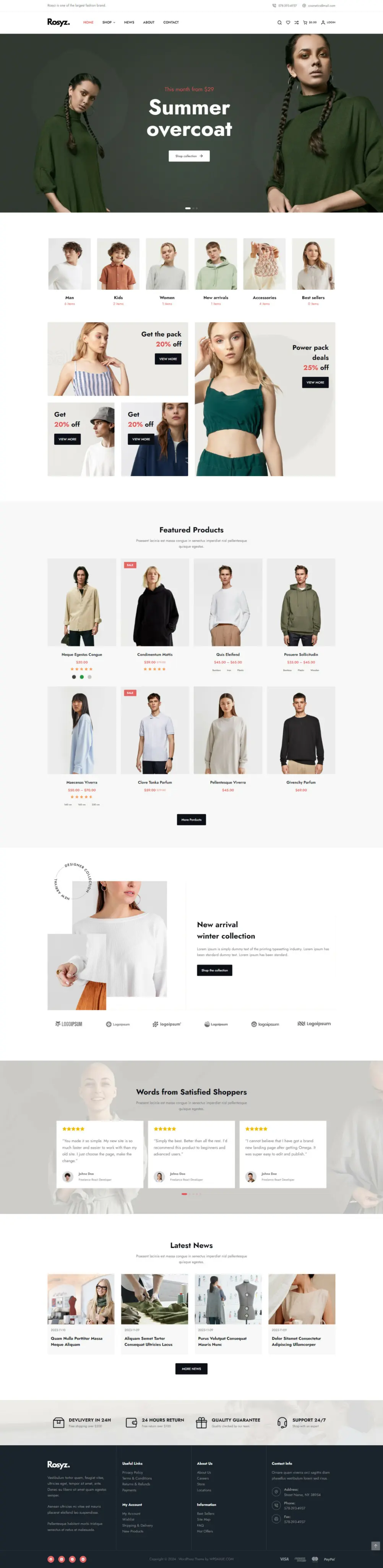 服装服饰商城模板 B2C外贸商城|WordPress独立站